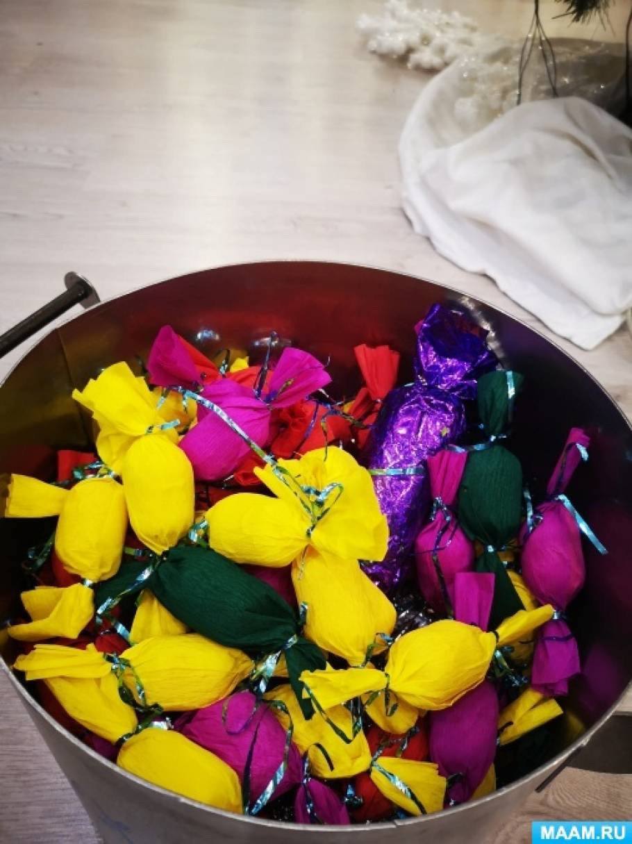 Конфетный сюрприз к новому году и картотека моментов-сюрпризов к новогодним праздникам картотека "Сюрпризы Деда Мороза" (младшая, средняя, ​​старшая, подготовительная группа)