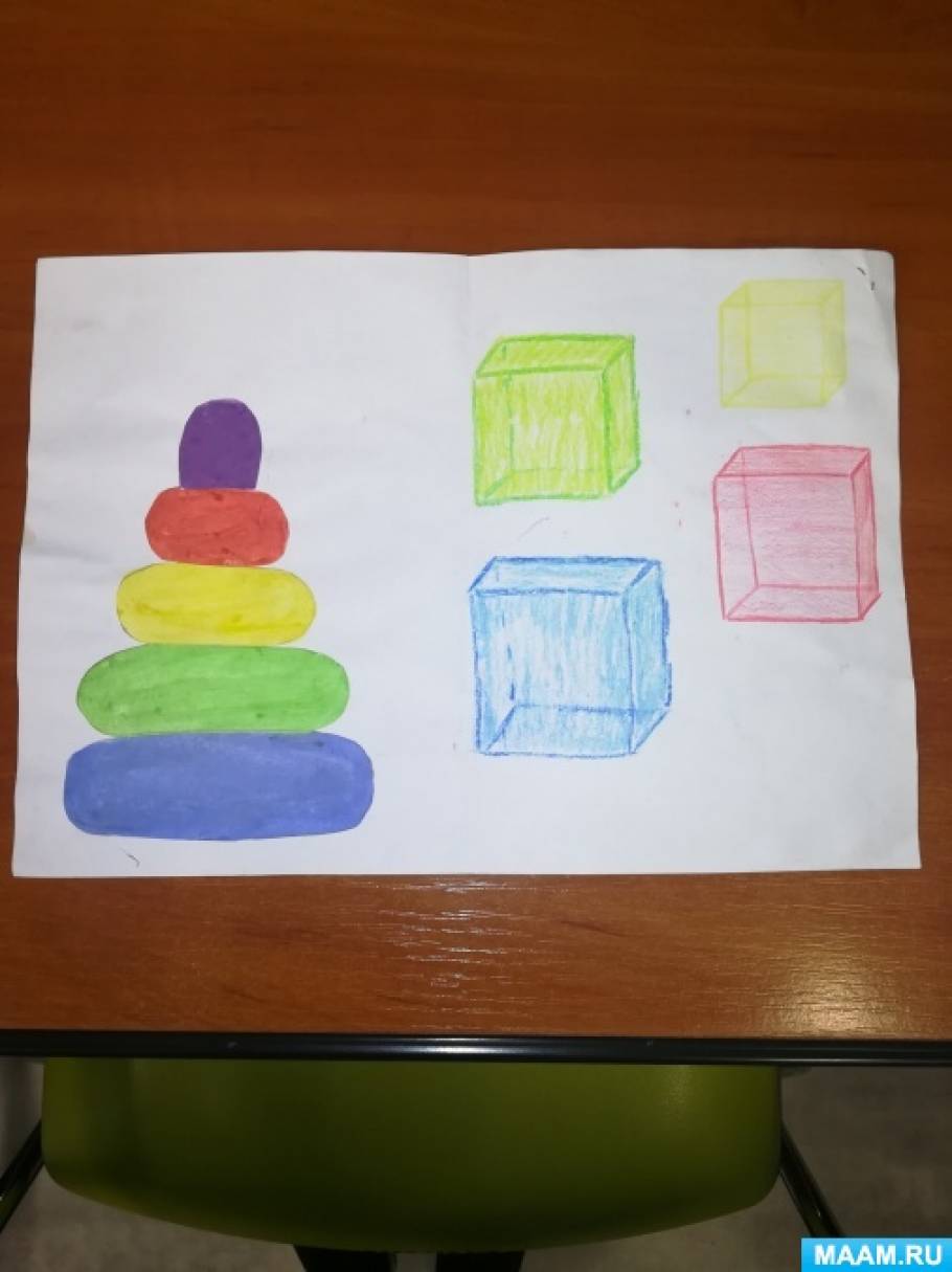 Мастер-класс по аппликации «Мои любимые игрушки. Пирамидка и кубики» для детей с ОВЗ 3–4 лет