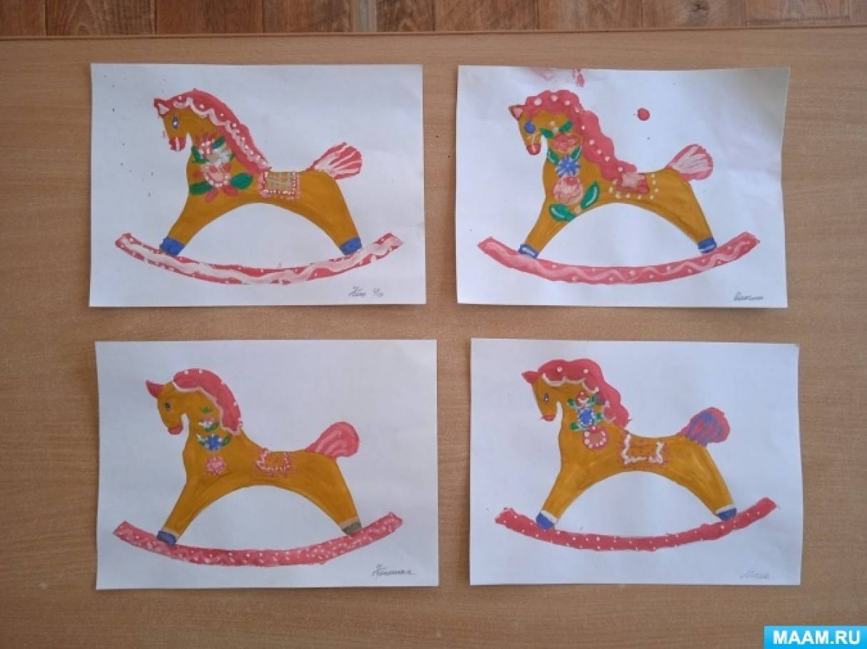 Конспект НОД по декоративному рисованию с детьми старшего дошкольного возраста «Городецкий конь-качалка»