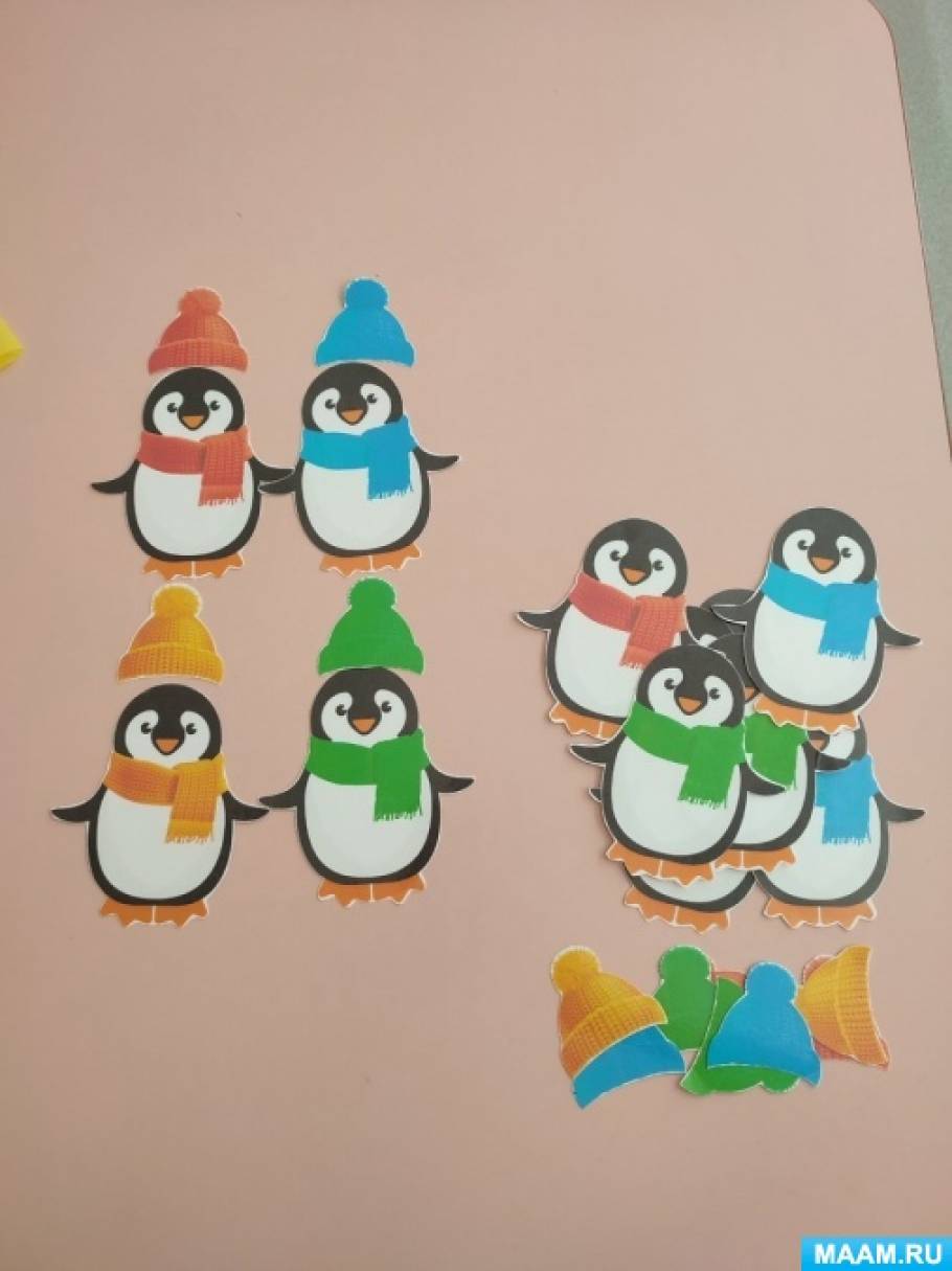 Дидактическая игра на сенсорное развитие в младшем дошкольном возрасте «Веселые пингвинчики»