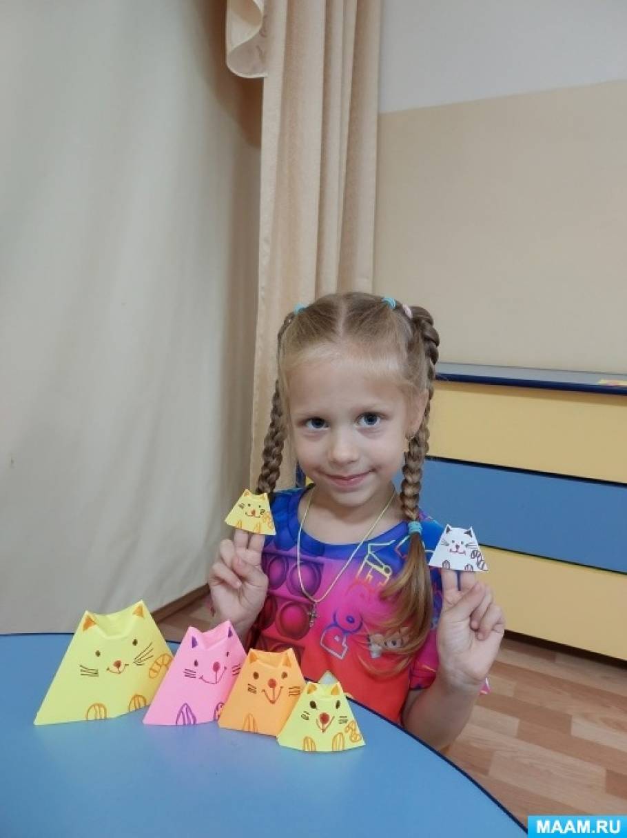Детский мастер-класс по оригами «Кошки-матрёшки»