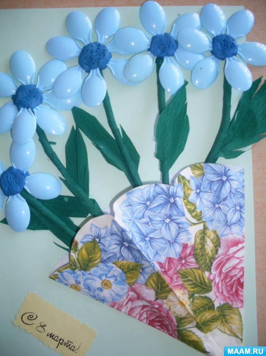 Мастер-класс старшая группа «Букетик для мамы» (5 фото). Воспитателям ...