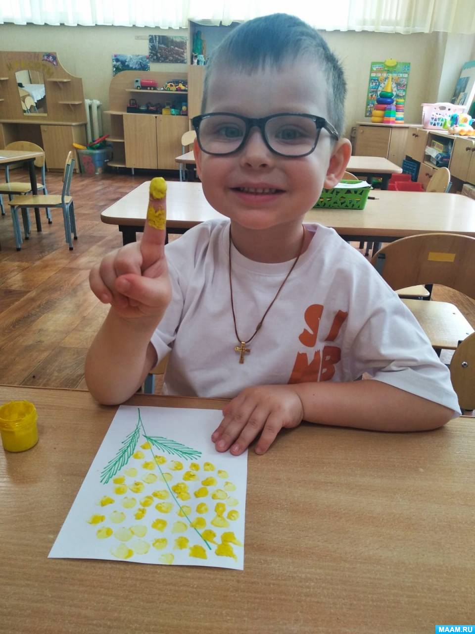 Конспект занятия по рисованию в младшей группе «Веточка мимозы для ...