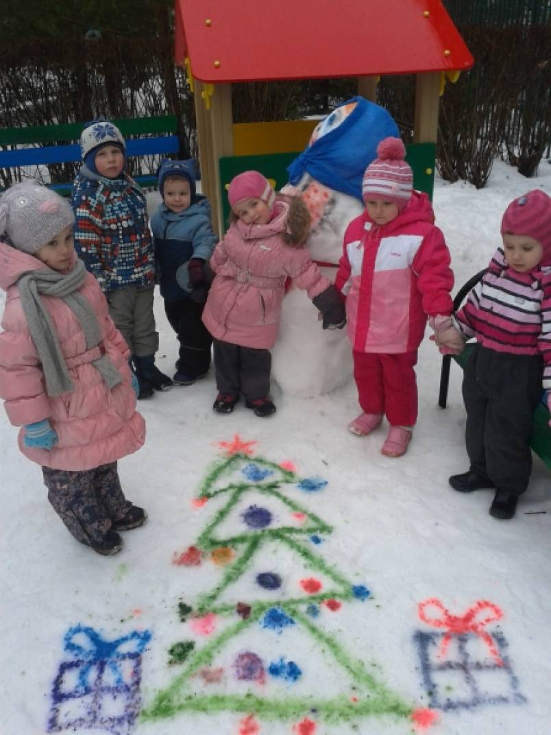 Зимнее развлечение на прогулке «Подарки для Матрёшки». Рисование на снегу. Фотоотчёт