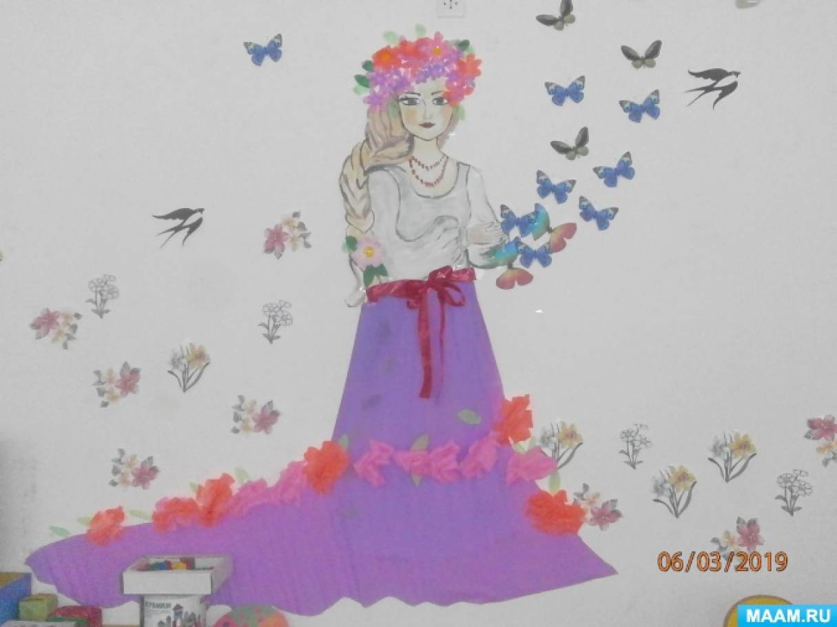 оформление уголка к 8 марта в детском саду