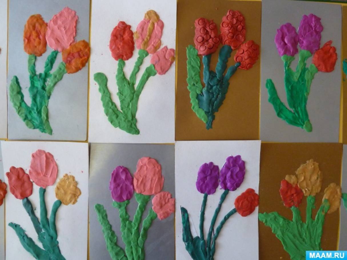 Занятие рисование цветы для мамы. Весенний букет пластилинография старшая группа. Пластилинография в средней группе букет тюльпанов. Пластилинография тюльпаны в старшей группе.