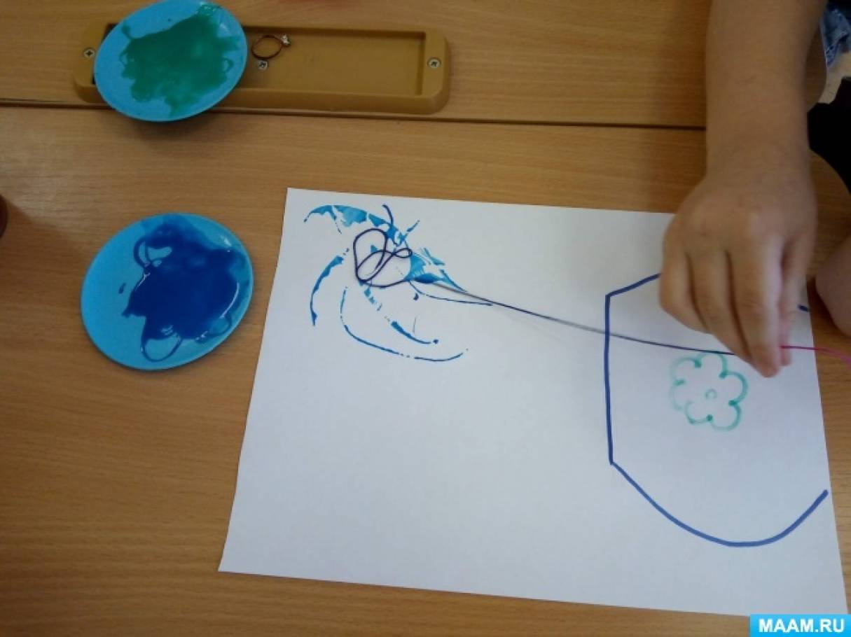 Рисование нитками для детей