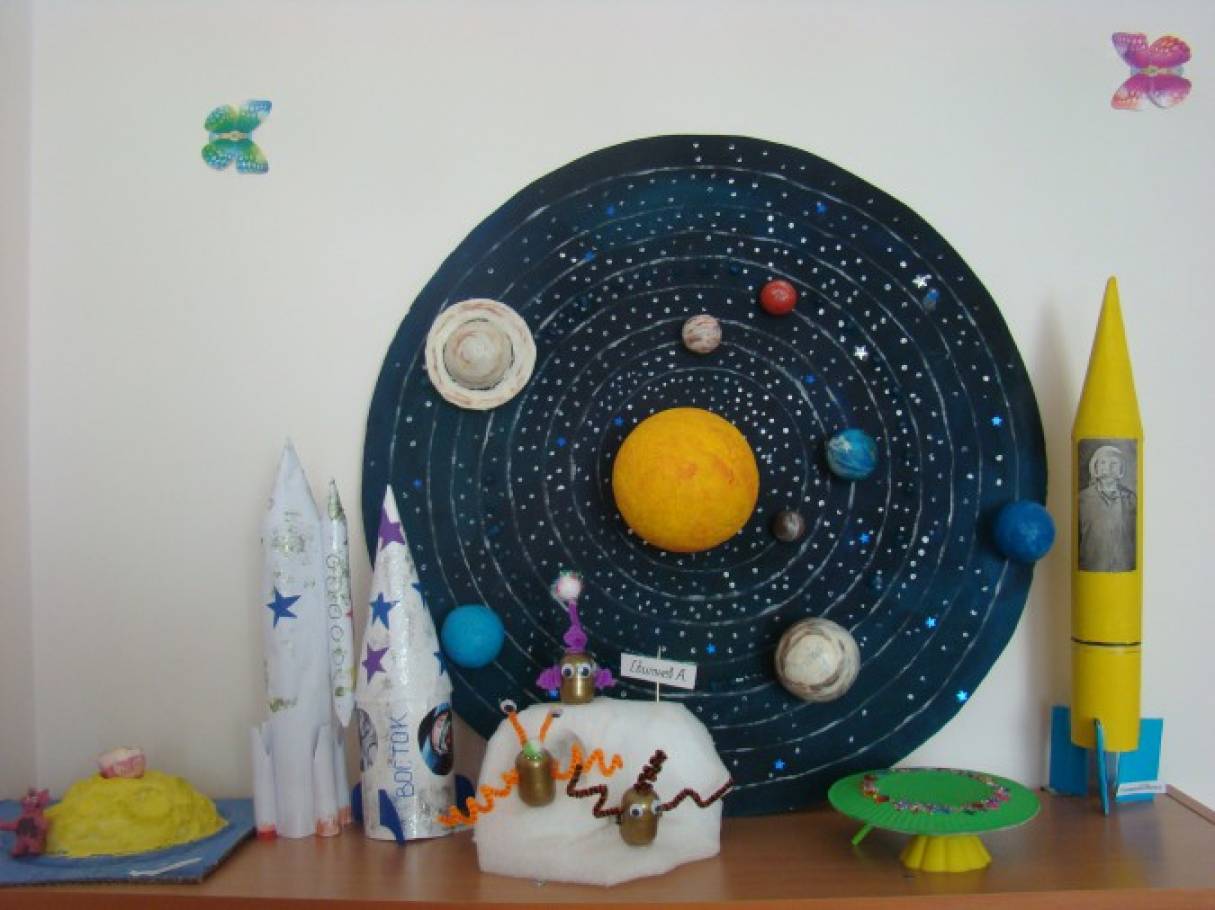 Оформление к дню космонавтики в детском саду. Космос украшение детского сада. Украшения ко Дню космонавтики. День космонавтики в детском саду. Уголок космоса в детском саду.