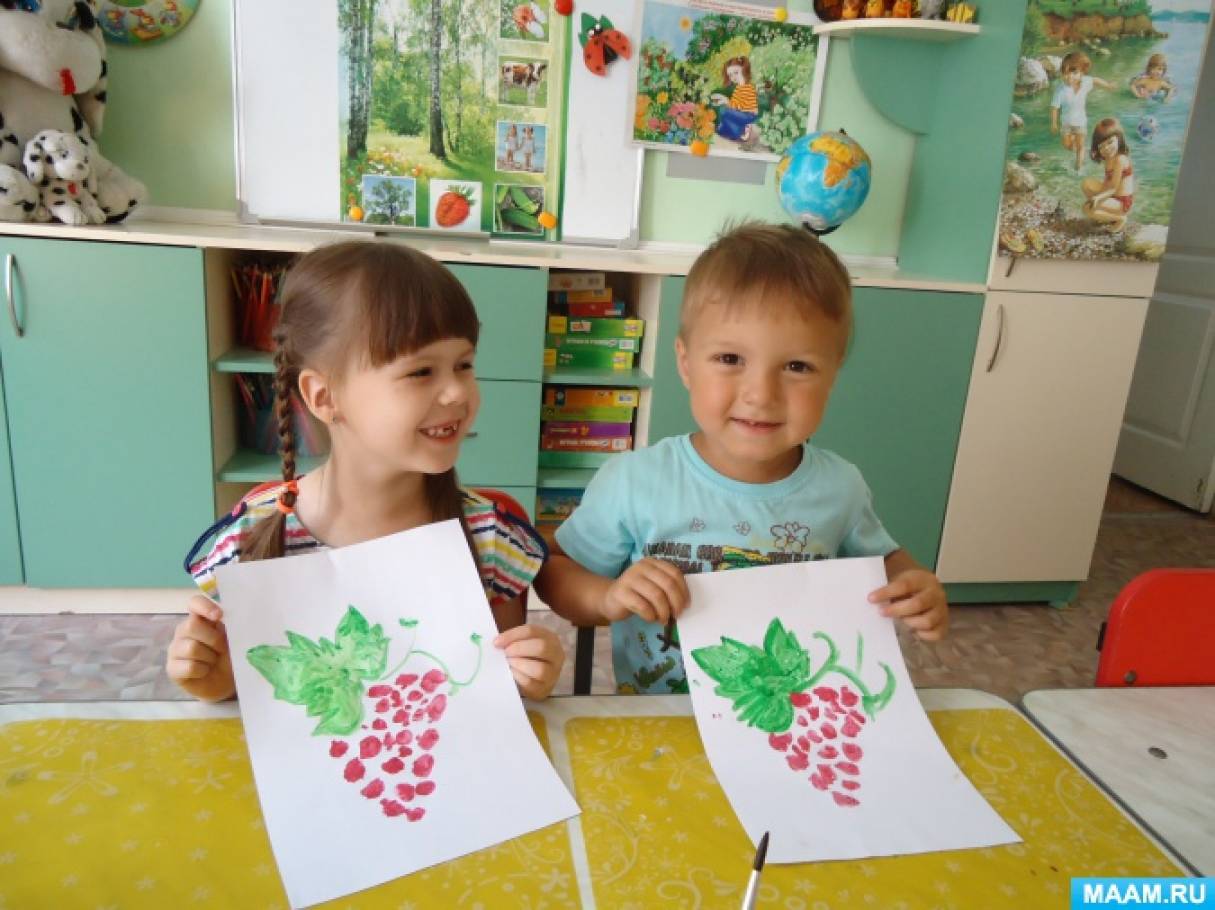 Конспект занятия по рисованию красками «Виноградные грозди» Фото Конспект занятия по рисованию красками «Виноградные грозди»