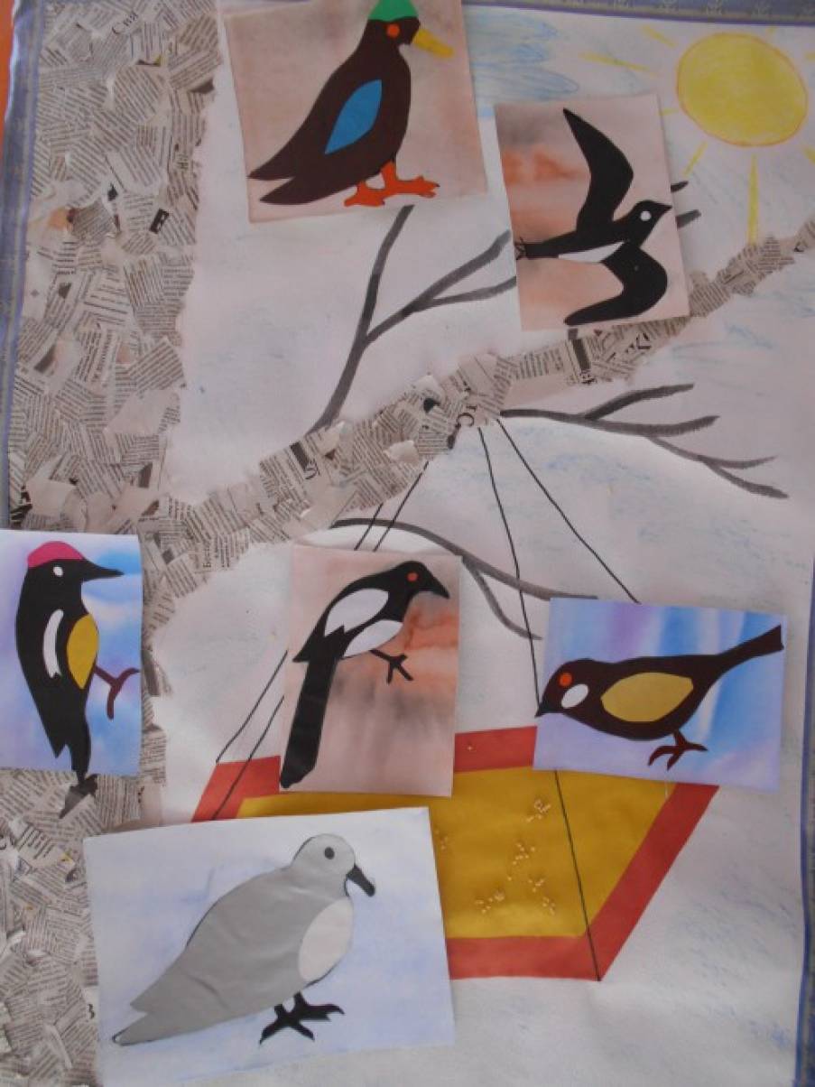 Занятие день птиц в детском саду. Аппликация на тему птицы. Аппликации для детей зимующие птицы. Птицы наши друзья ааликации. Аппликация птицы зимой подготовительная.