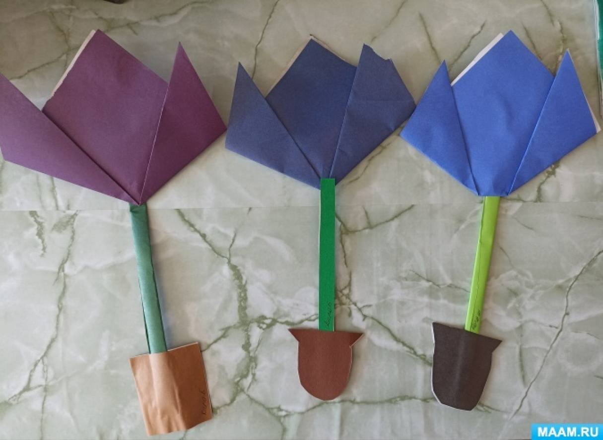 Конспект занятия «Оригами. Цветы» для подготовительной группы