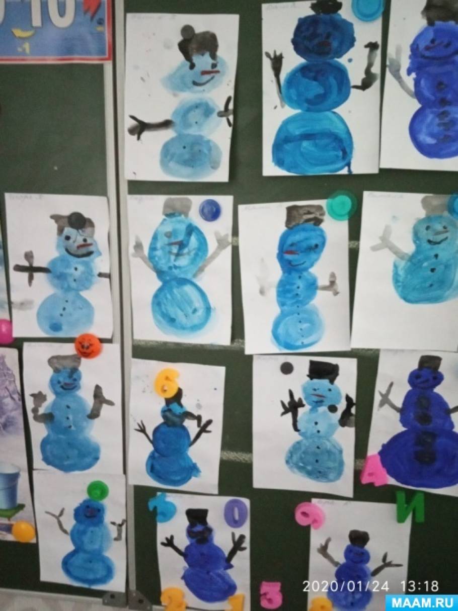 Занятие по рисованию «Снеговик» в средней группе