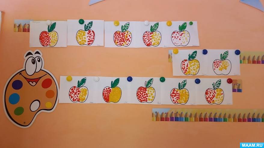 Конспект занятия по лепке в технике пластилинографии в группе с 3–4 лет «Яблочки румяные»