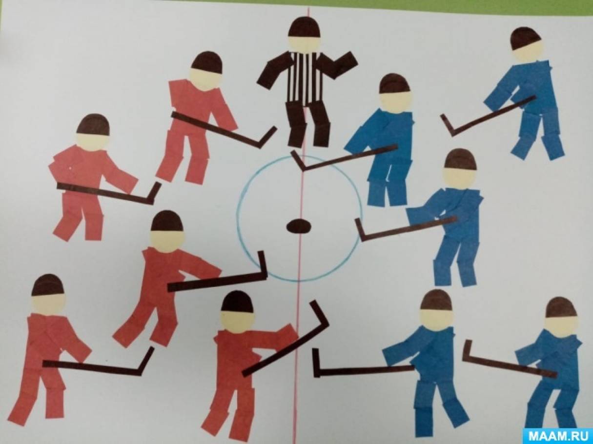 Коммуникативное занятие в подготовительной группе. Аппликация на тему хоккей для детей. Персонажи для детей подготовительной группы. Занятие рисование в подготовительной группе на тему хоккей. Аппликация на тему спорт в подготовительной группе.