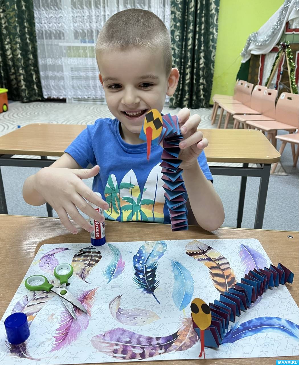 «Змейка» из бумаги. Продуктивная деятельность во второй половине дня в подготовительной группе