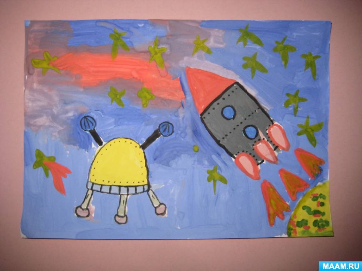 День космонавтики занятие для детей. Рисование космос в подготовительной группе. Рисование на космическую тему в подготовительной группе. Рисование для детей космос в подготовительной группе. Рисование космос в подготовительной.