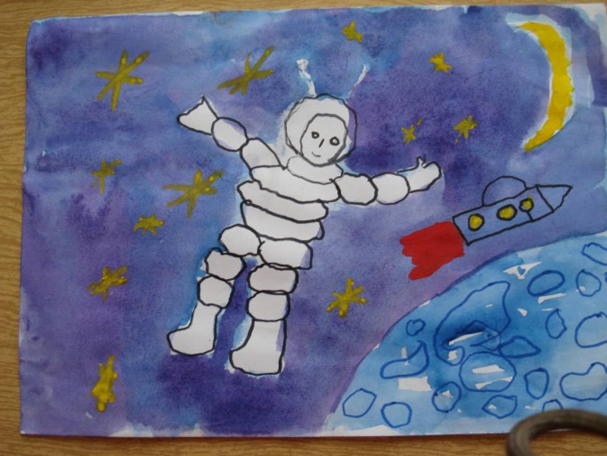 Рисование кем ты хочешь быть подготовительная. Детские рисунки на тему космос. Рисование профессии в подготовительной группе. Рисование на тему день космонавтики. Рисование космонавт старшая группа.