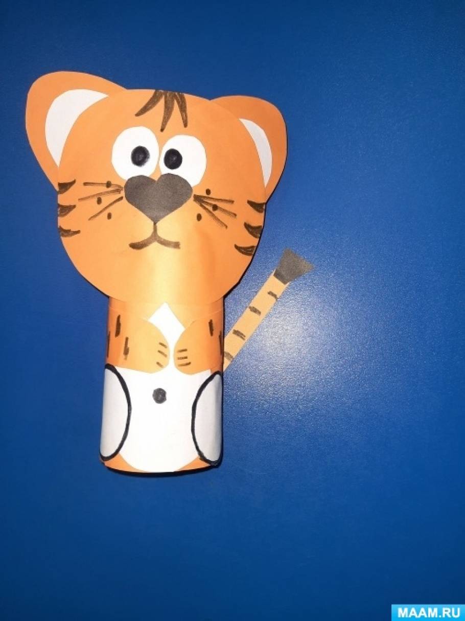 Детский мастер-класс поделка из втулки с элементами рисования «Тигр — символ года»