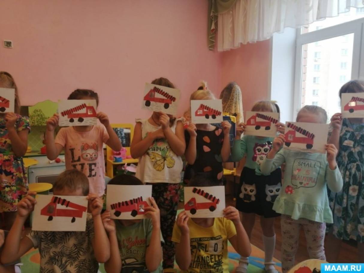Аппликация в доу пожарная машина