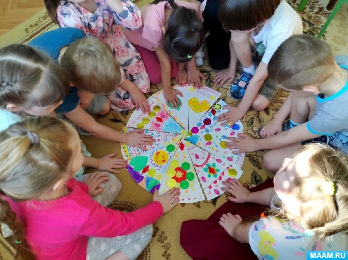 Коллективная работа по изодеятельности с дошкольниками «Мандала — общий круг»