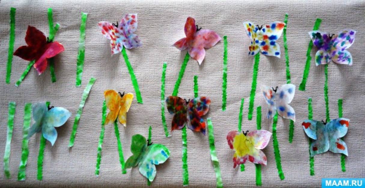 Коллективная аппликация детей разновозрастной группы 4–7 лет «Радужные бабочки!» Фото Коллективная аппликация детей разновозрастной группы 4–7 лет «Радужные бабочки!»