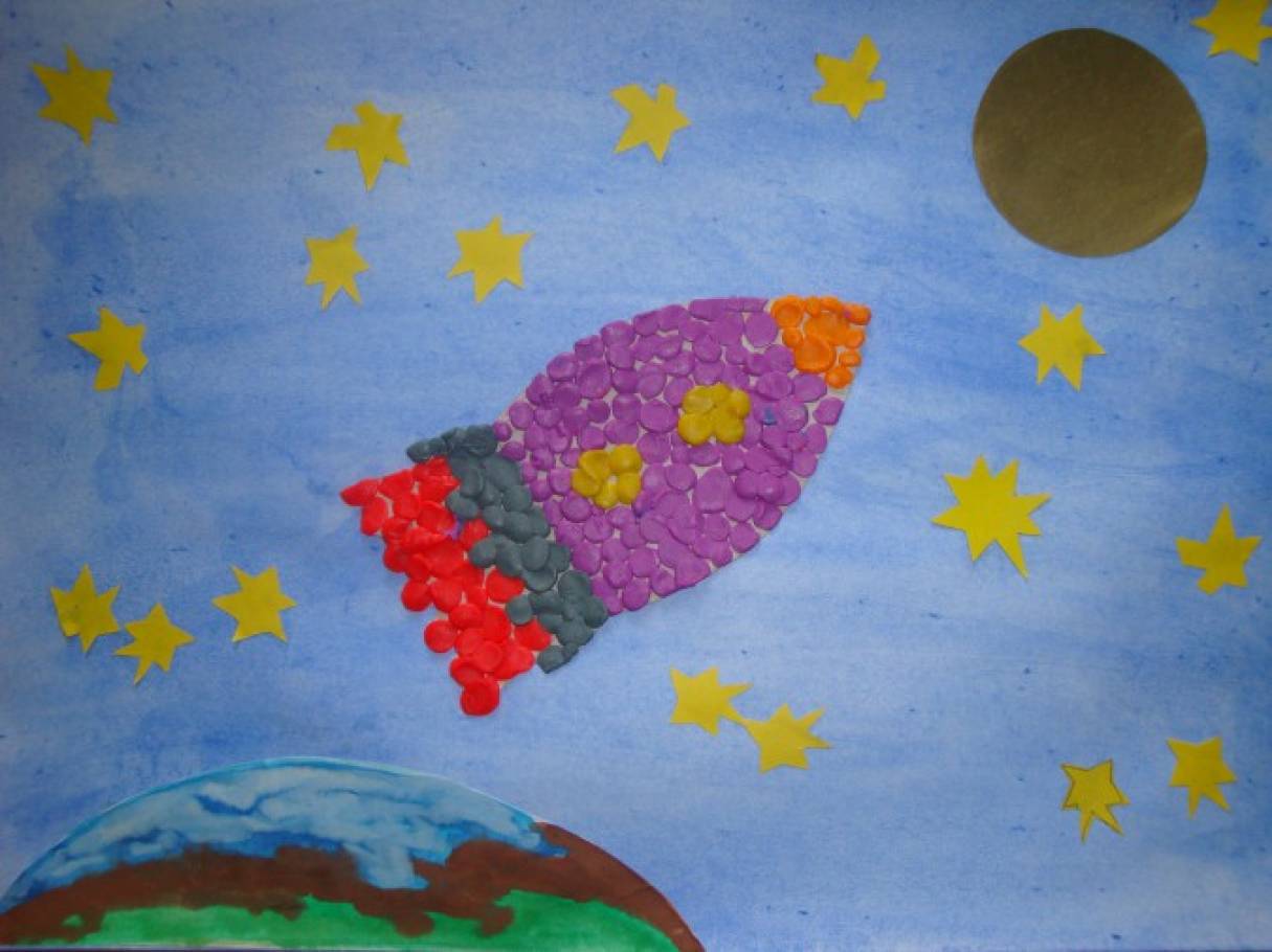 День космонавтики в ясельной группе. Аппликация космос для детей. Рисование космос 2 младшая группа. Аппликация ко Дню космонавтики. Рисование космос в младшей группе.