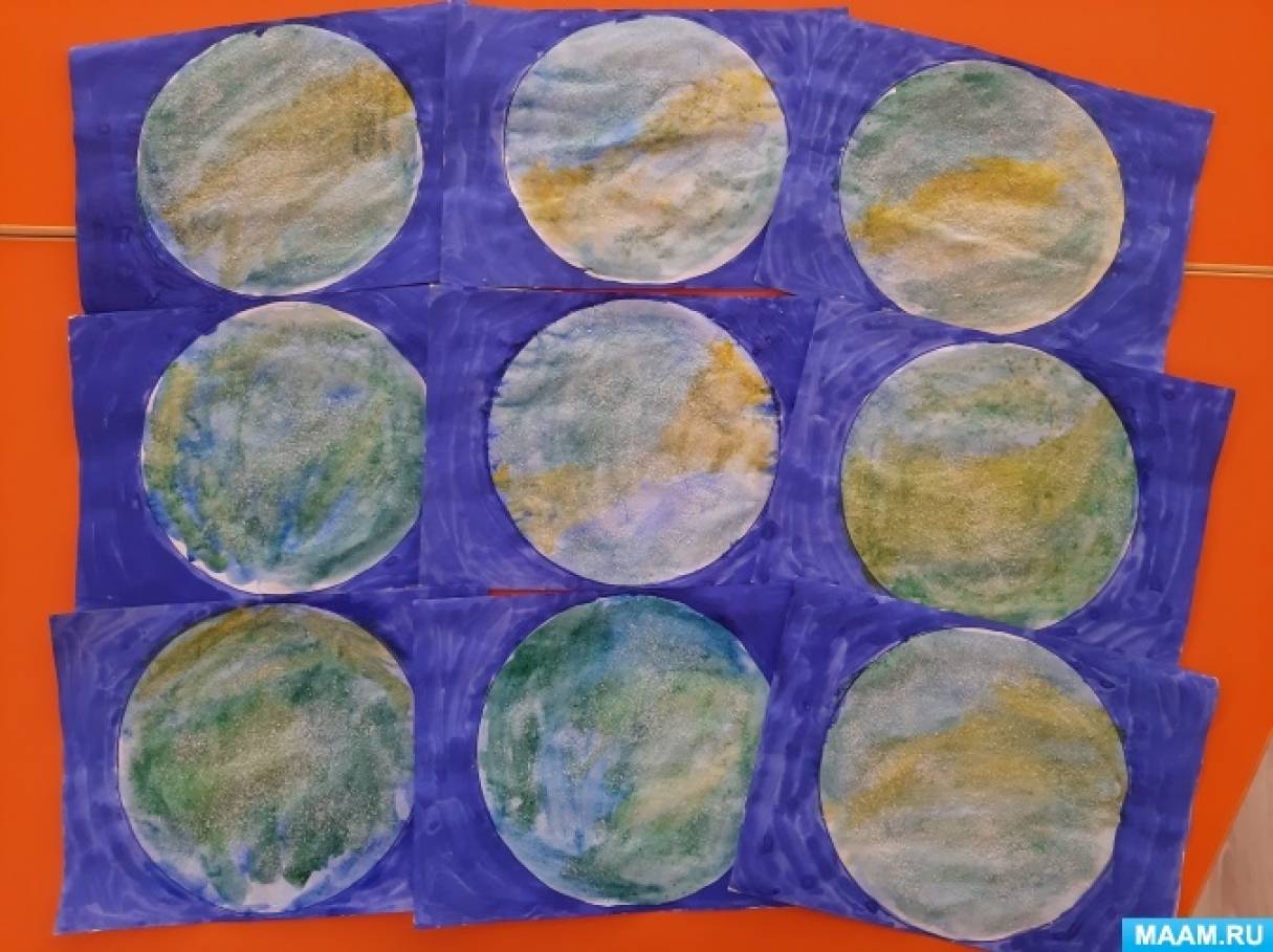 Детский мастер-класс «Планета Земля» по рисованию «солёной акварелью»