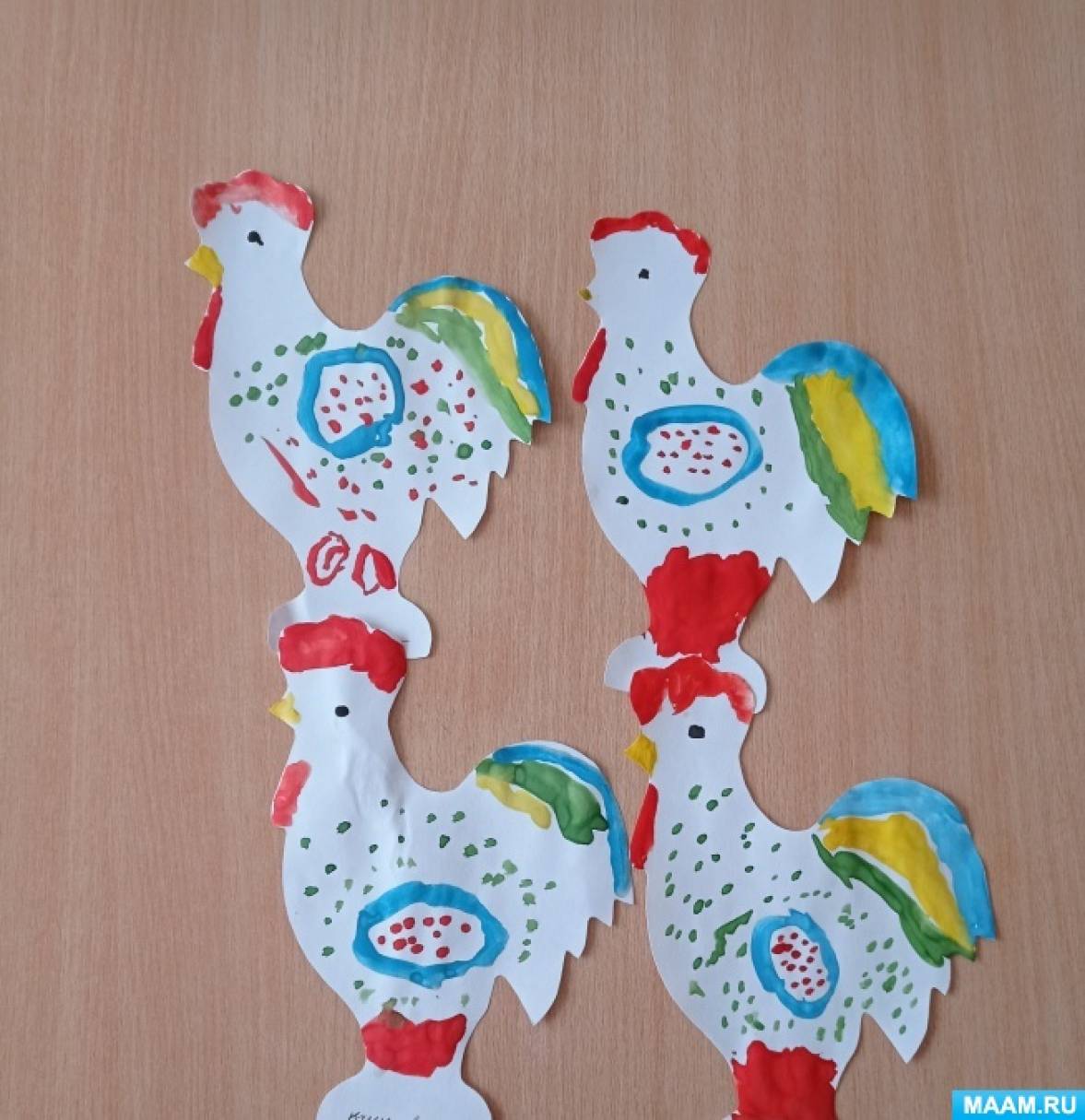 Фотоотчет о рисовании Дымковской игрушки «Петушок» в средней группе