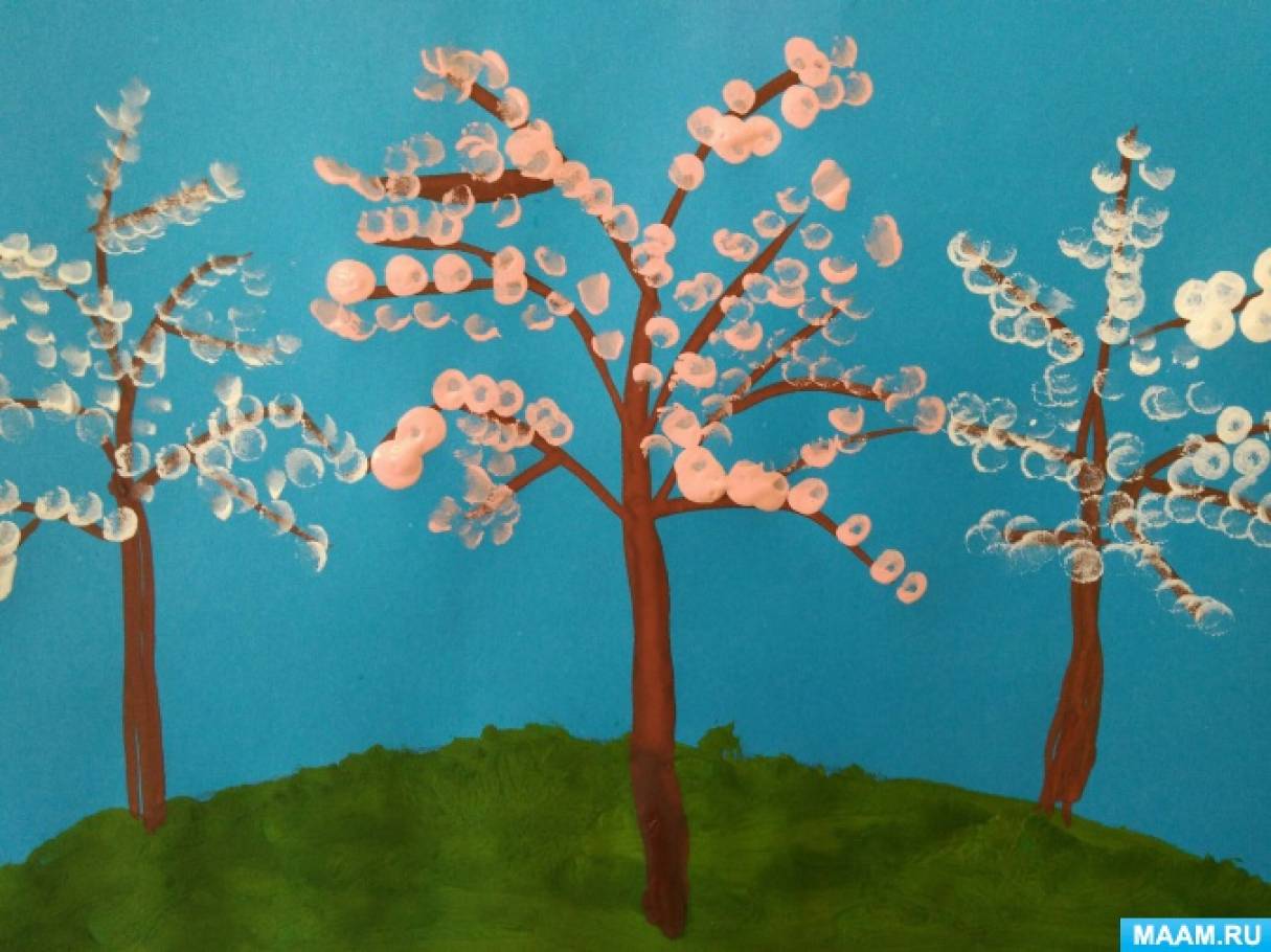 Мастер-класс «Рисование яблонь в цвету в нетрадиционной технике»