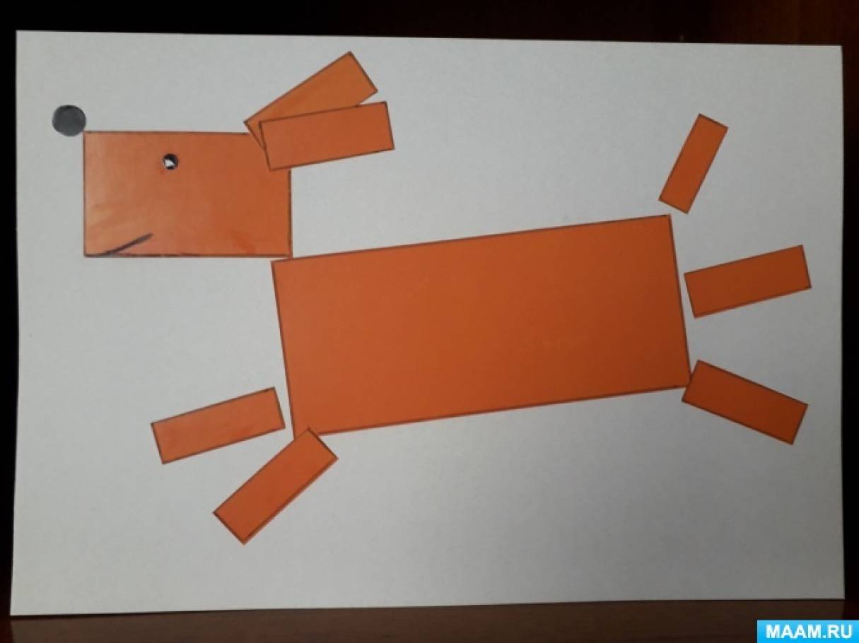 Бумажная игрушка «Собака» из цветной бумаги (с шаблоном)