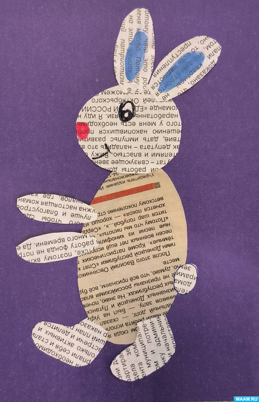 Аппликация зайчик