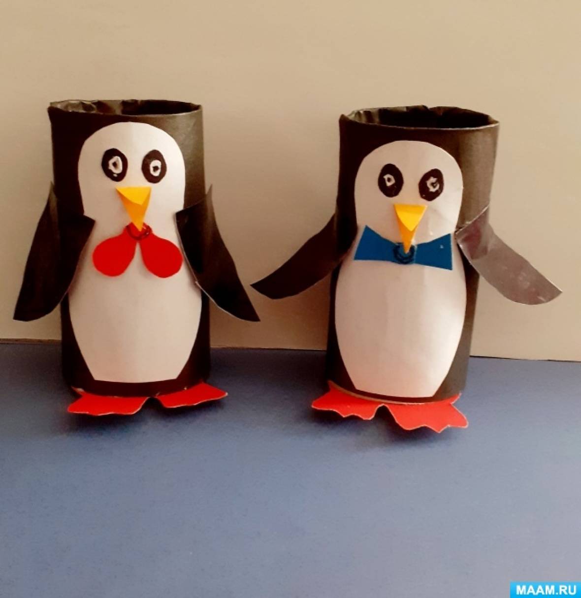 Изготовление пингвина из туалетной втулки