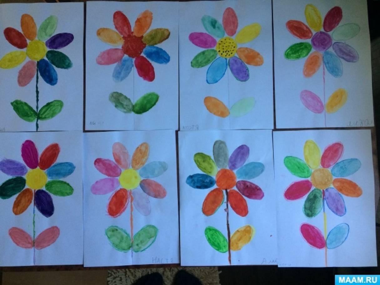 Занятие цвет средняя группа. Смешивание цветов Цветик Разноцветик. Рисование красками в старшей группе. Рисование в старшей группе на тему цветы. Рисование Цветик семицветик старшая группа.
