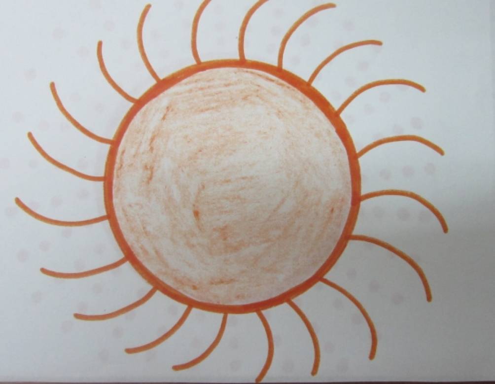 Покажи как нарисовать солнце
