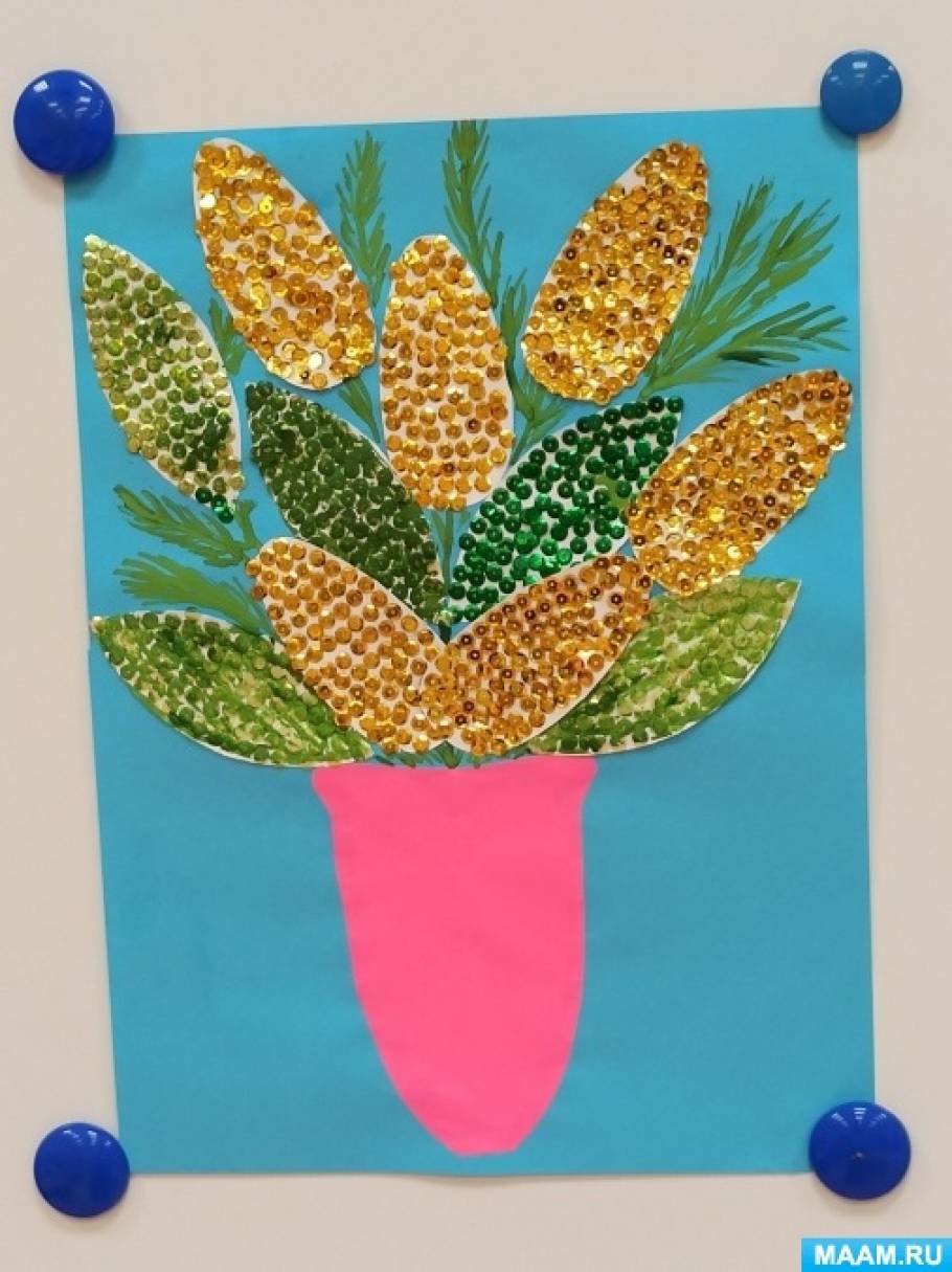 Мастер-класс по аппликации из пайеток «Букет мимозы» (15 фото ...