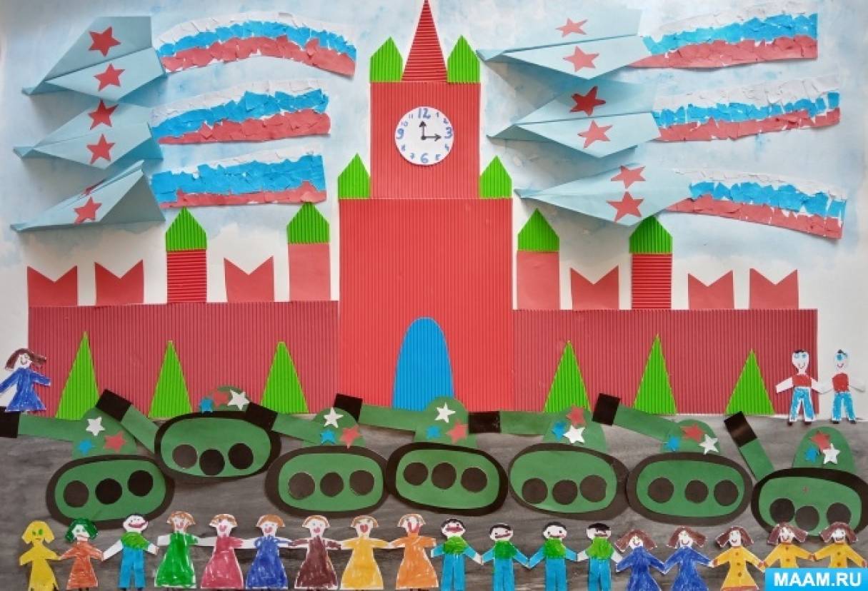 Коллаж «Парад Победы». Коллективная работа к 9 мая