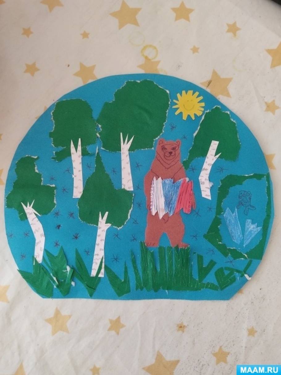 Мастер-класс по аппликации из цветной бумаги «Медвежонок-патриот» для детей 5–9 лет
