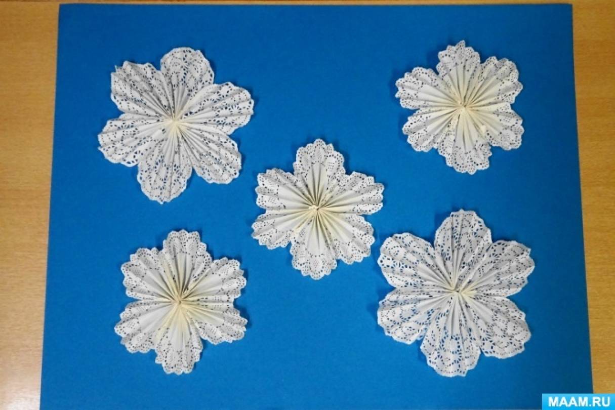 Мастер-класс по оригами «Ажурные снежинки» из бумажных салфеток