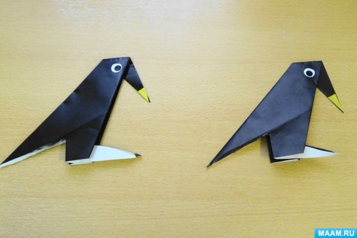 Оригами Грач. Грач оригами для детей. Оригами Грачи в старшей группе. Поделка из цветной бумаги на тему Грач. Грач оригами в подготовительной