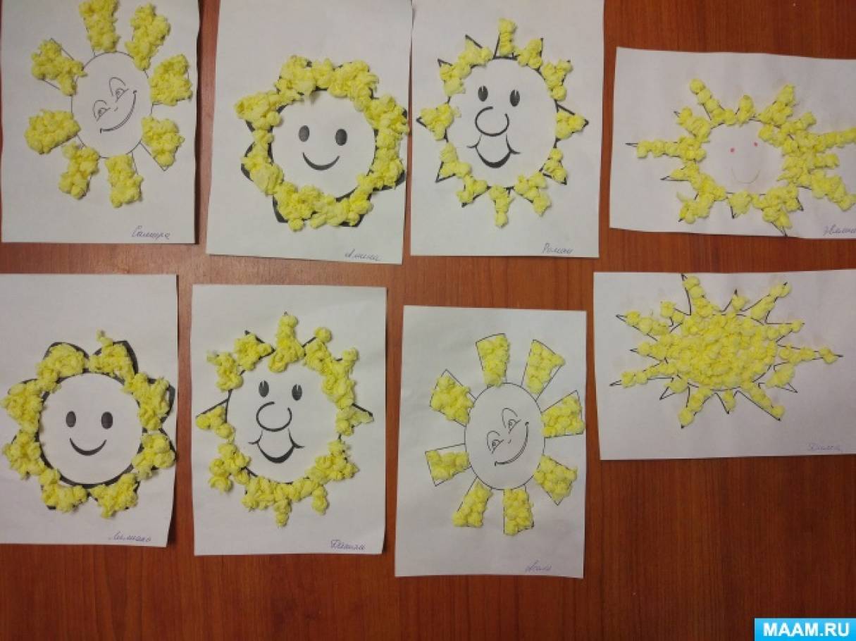 Рисование солнышко средняя группа