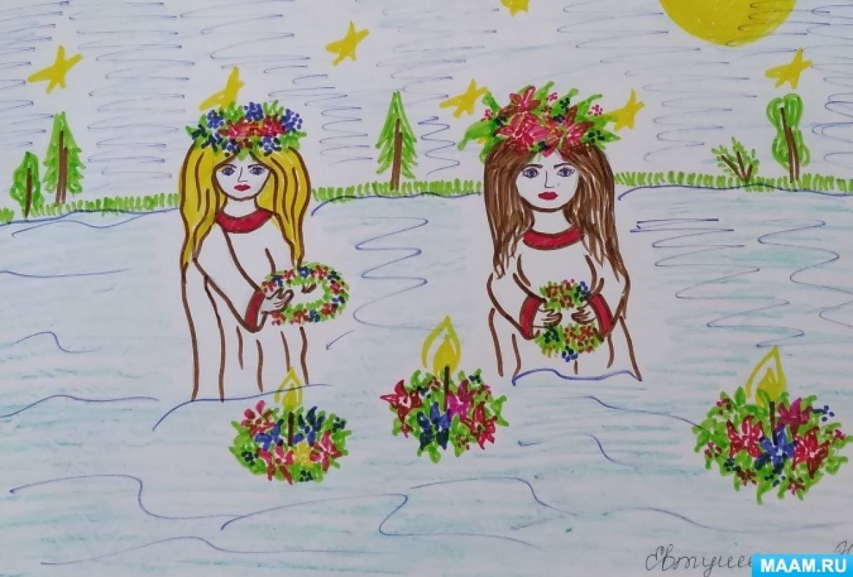 Рисунок ивана купала 5 класс. День Ивана Купала в детском саду поделки. Ивана Купала рисунок легкий. Иван Купала рисовать праздник легко. Ивана Купала рисунок легкий для детей