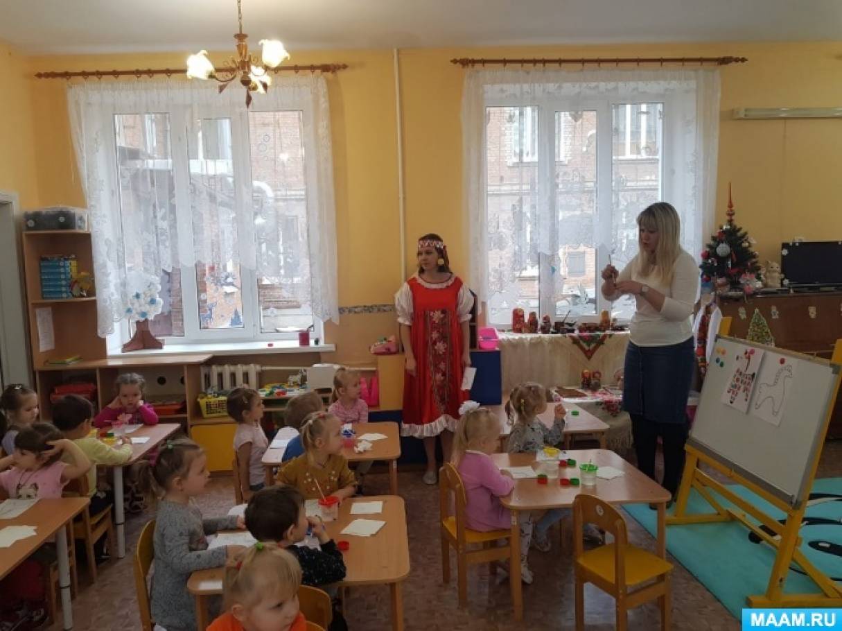 Роспись дымковской игрушки «Конь»