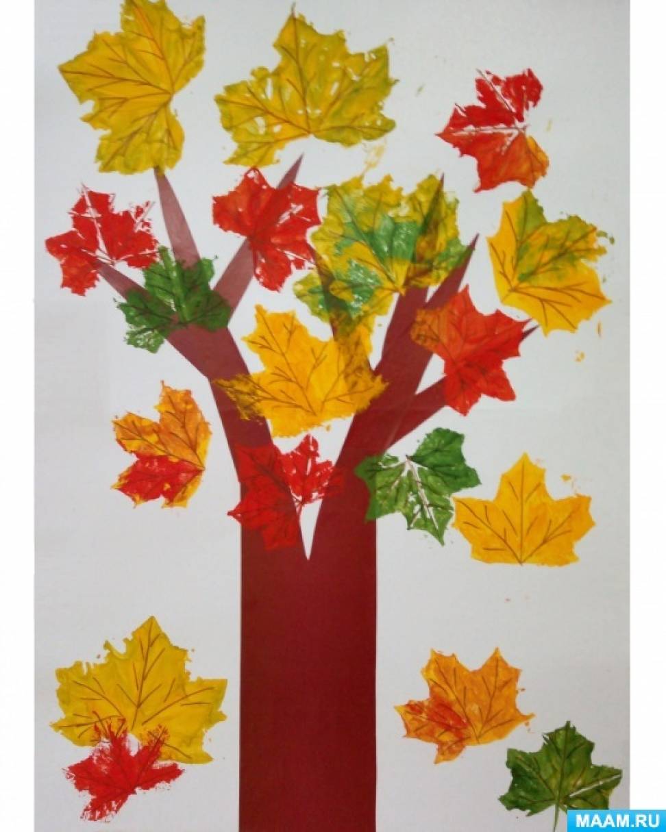 Конспект НОД по рисованию отпечатками листьев в группе раннего возраста  «Осеннее дерево» (4 фото). Воспитателям детских садов, школьным учителям и  педагогам - Маам.ру