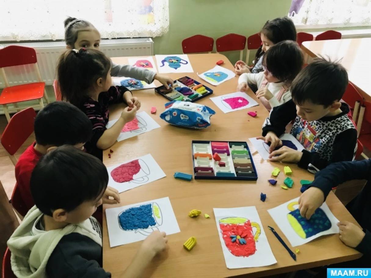 Мастер-класс по пластилинографии в средней группе «Чайный сервиз» (9 ...