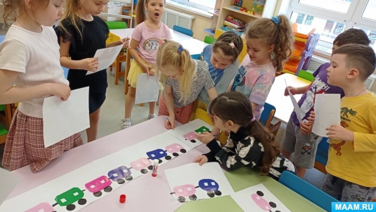 Аппликация в старшей группе «Поезд» (3 фото). Воспитателям детских ...