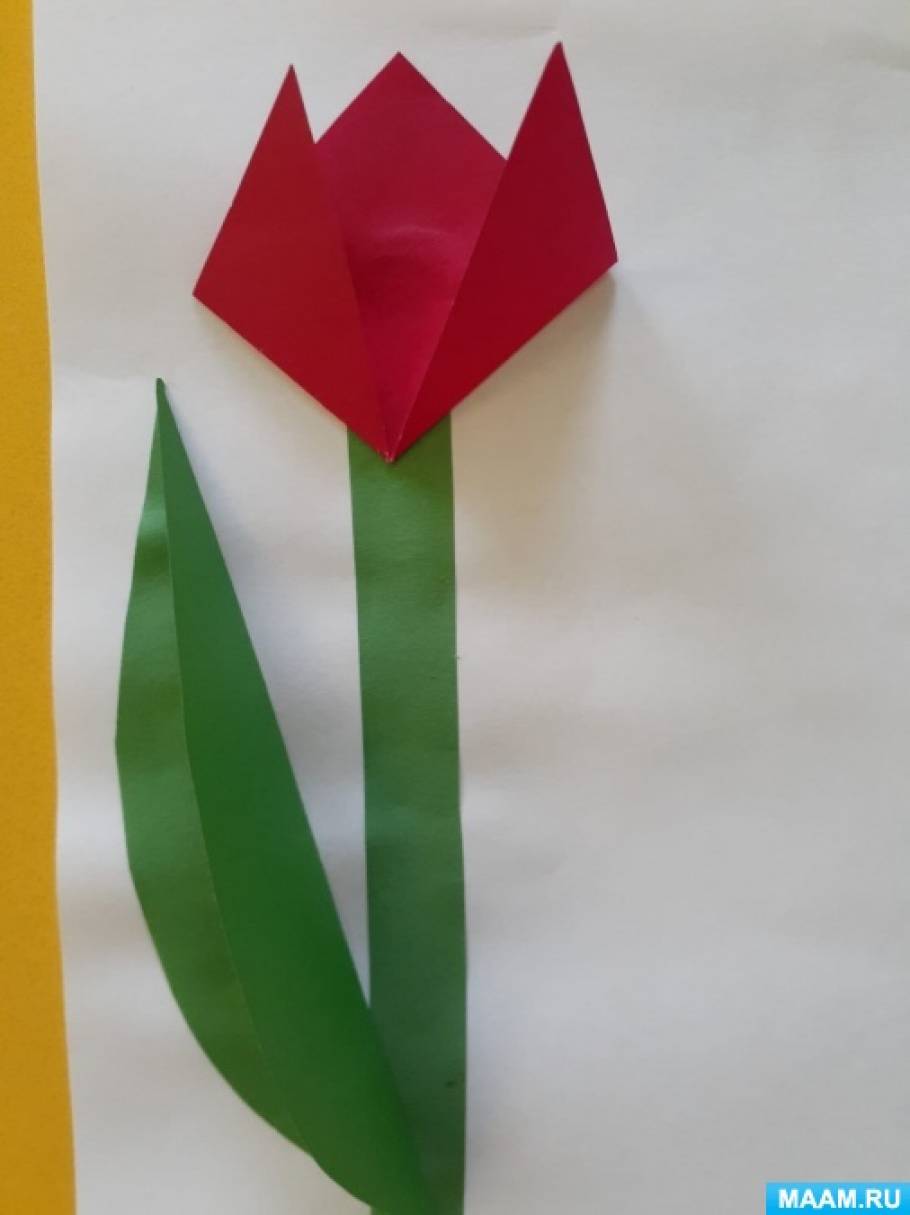 Конспект НОД «Оригами с элементами аппликации «Тюльпан»