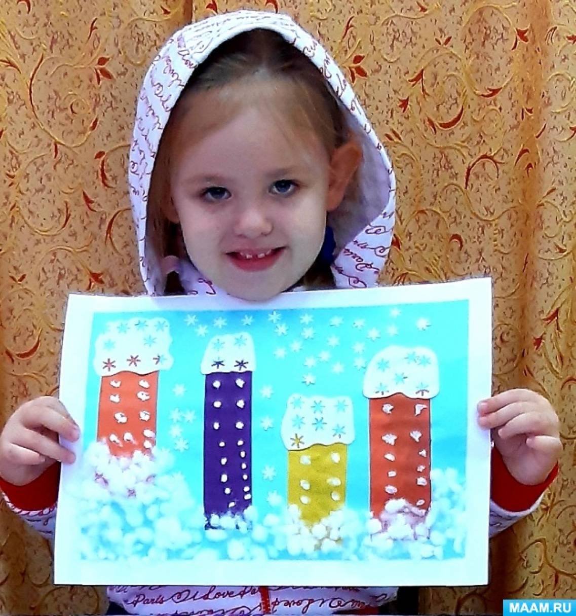 Детский мастер-класс «Объемная открытка «Зимний Новосибирск» с использованием нетрадиционных техник