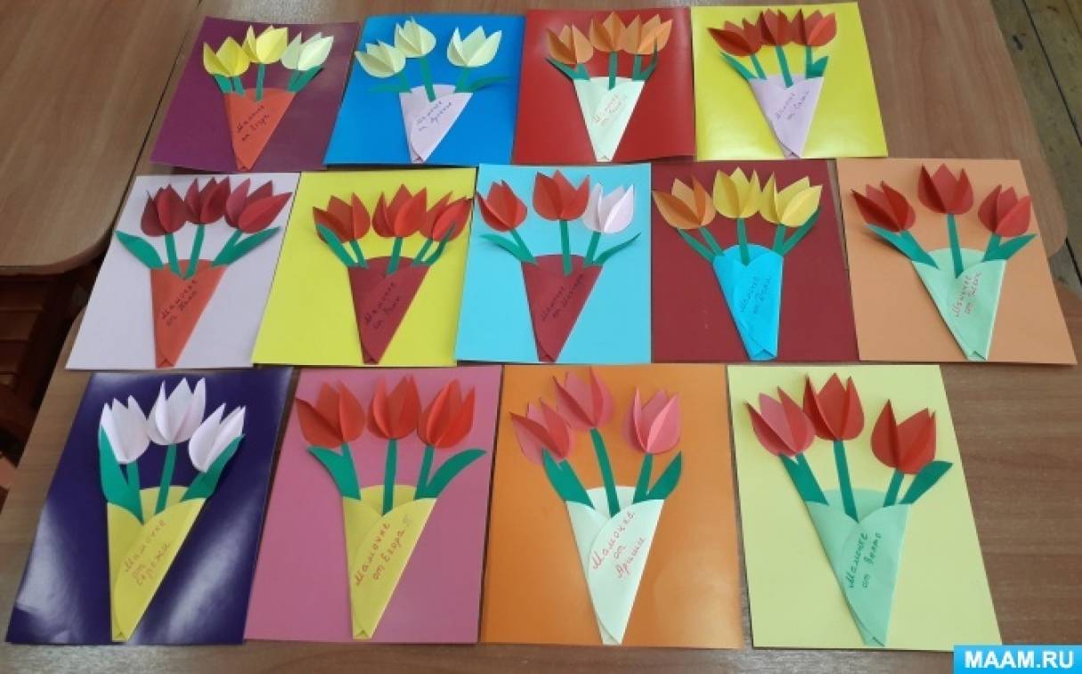 Мастер-класс по изготовлению аппликации «Тюльпаны для мамочки» на 8 марта