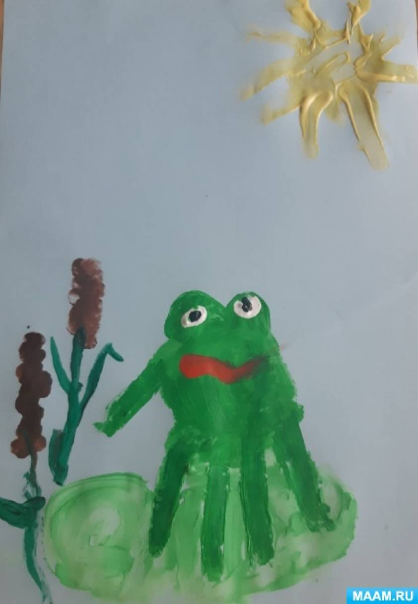 Конспект занятия по рисованию в средней группе детского сада «Весёлый лягушонок»