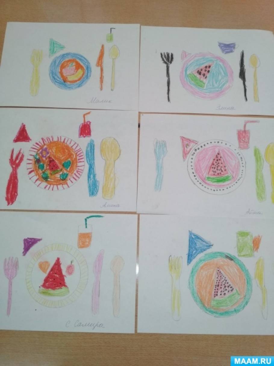 Конспект НОД по рисованию для старшего дошкольного возраста «Сервировка стола»